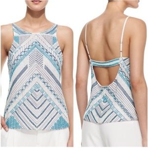 Parker blue and white beaded top. New with tags. Size XS